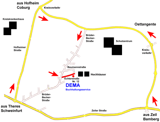 DEMA Buchhaltungsservice - Anfahrtskizze, Lageplan